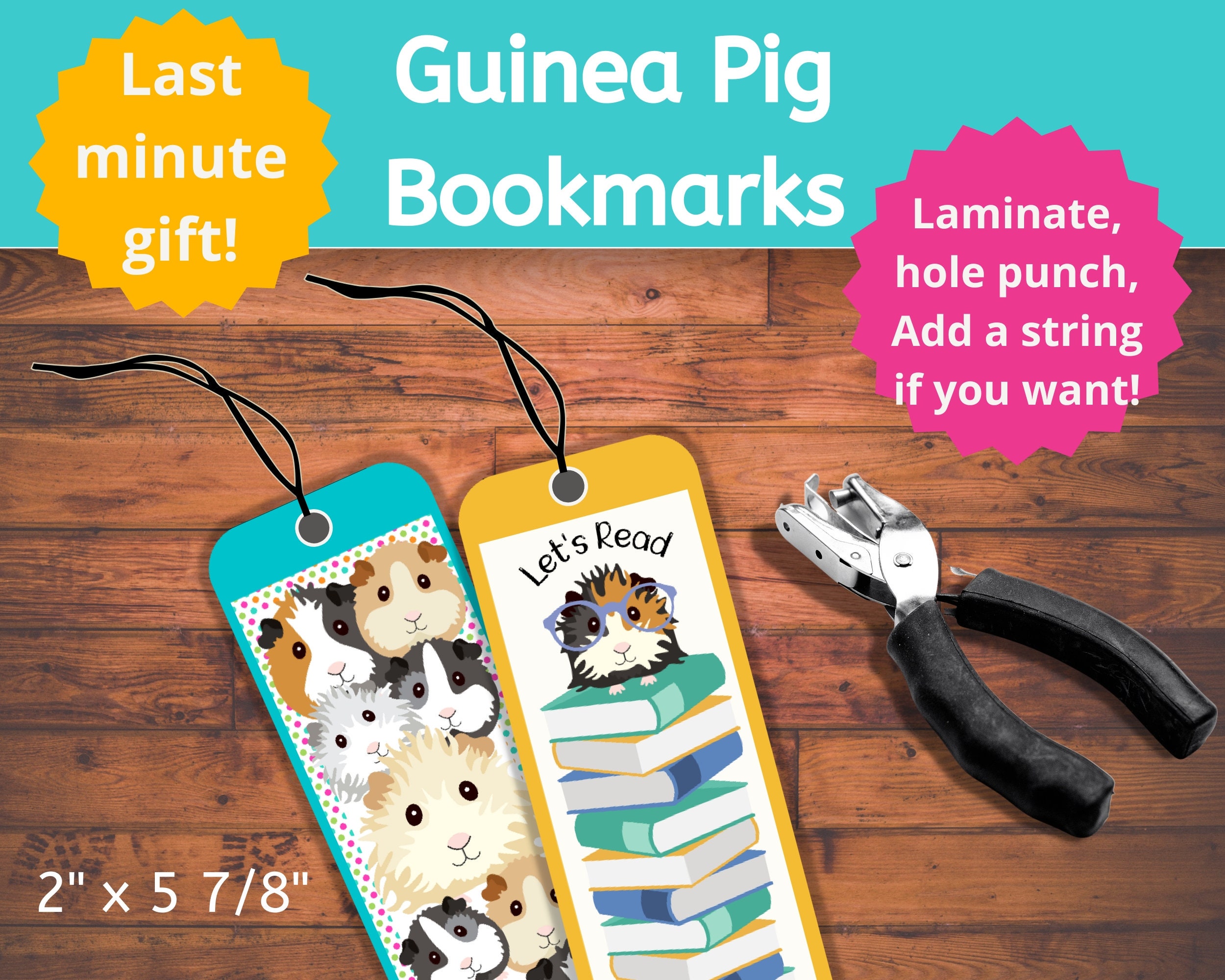 Printable Guinea Pig Bookmarks Make a Great Stocking Stuffer or Party ...