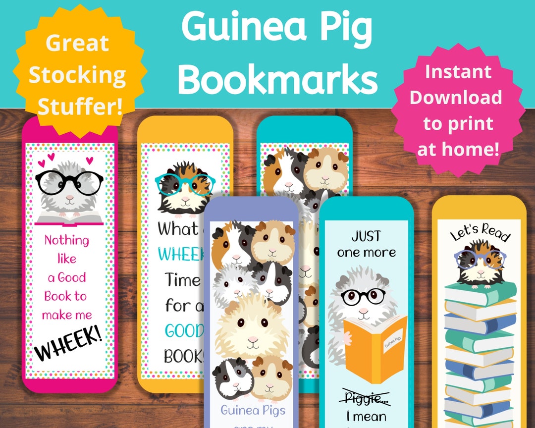 Printable Guinea Pig Bookmarks Make a Great Stocking Stuffer or Party Favor, Easy to Print at ...
