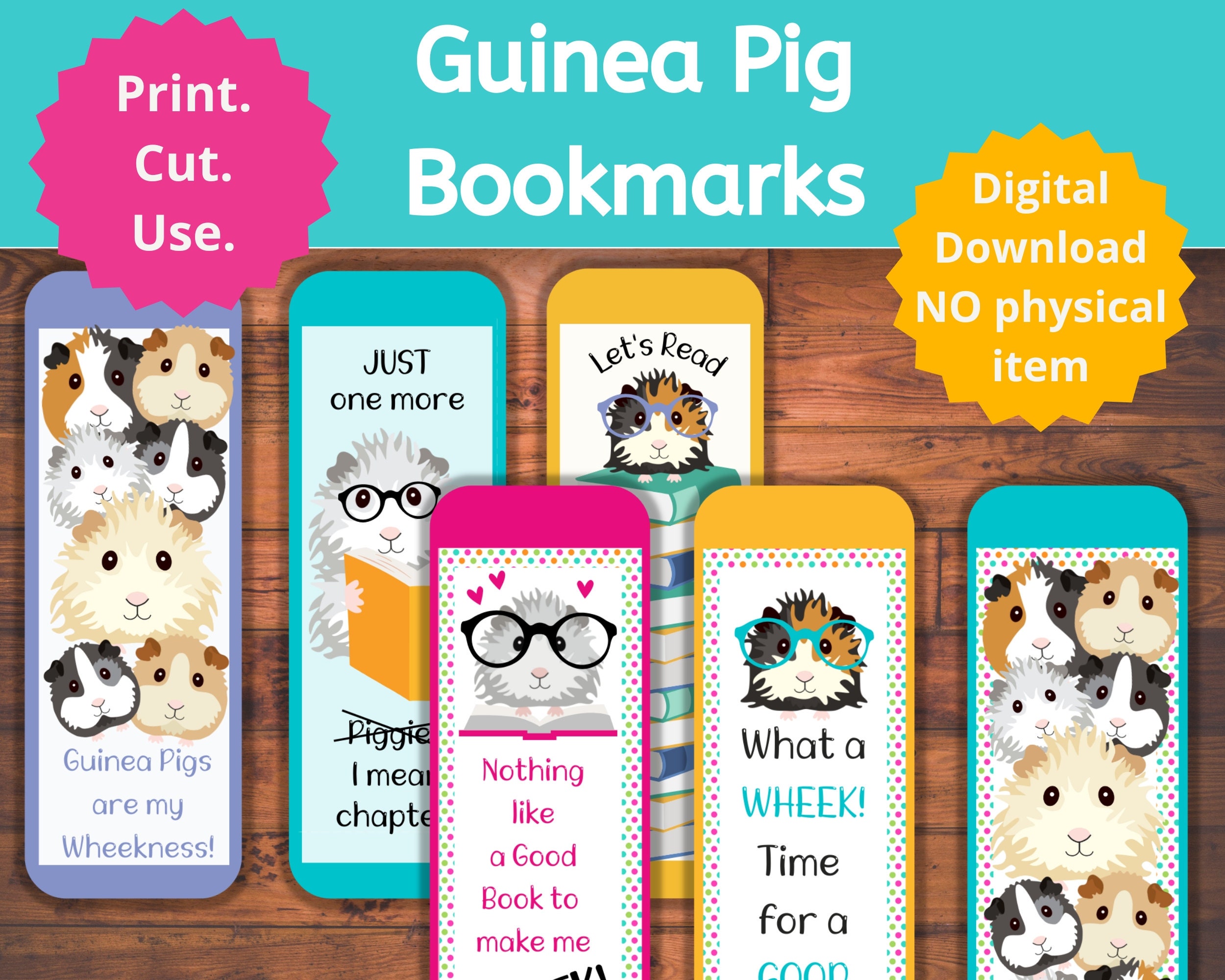 Printable Guinea Pig Bookmarks Make a Great Stocking Stuffer or Party ...