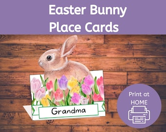 Printable Easter Place Cards, Printable Spring Place Cards, Easter Seating Card, Spring Seating Card, Bunny Seating Card