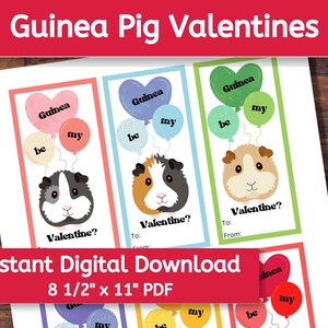 Cute Valentines cochon d'Inde imprimable, si facile à imprimer à la maison