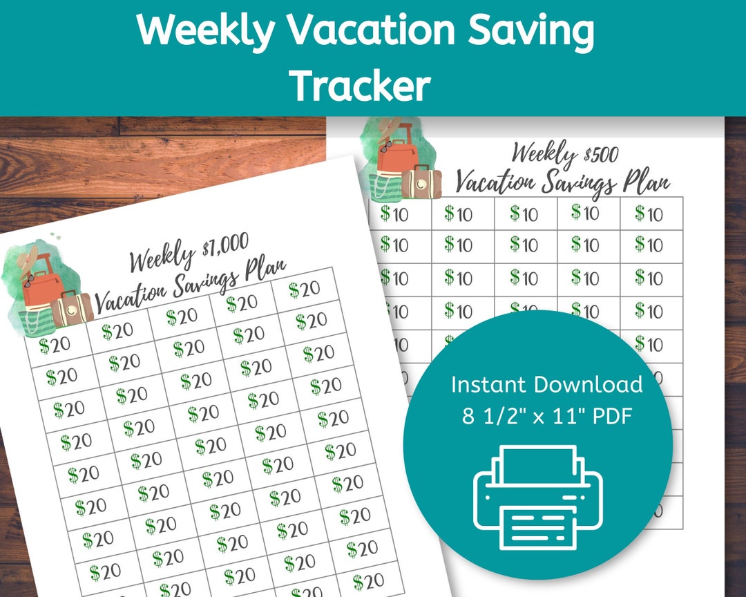 Vacation Savings Tracker Printable Vacation Savings Plan - Etsy