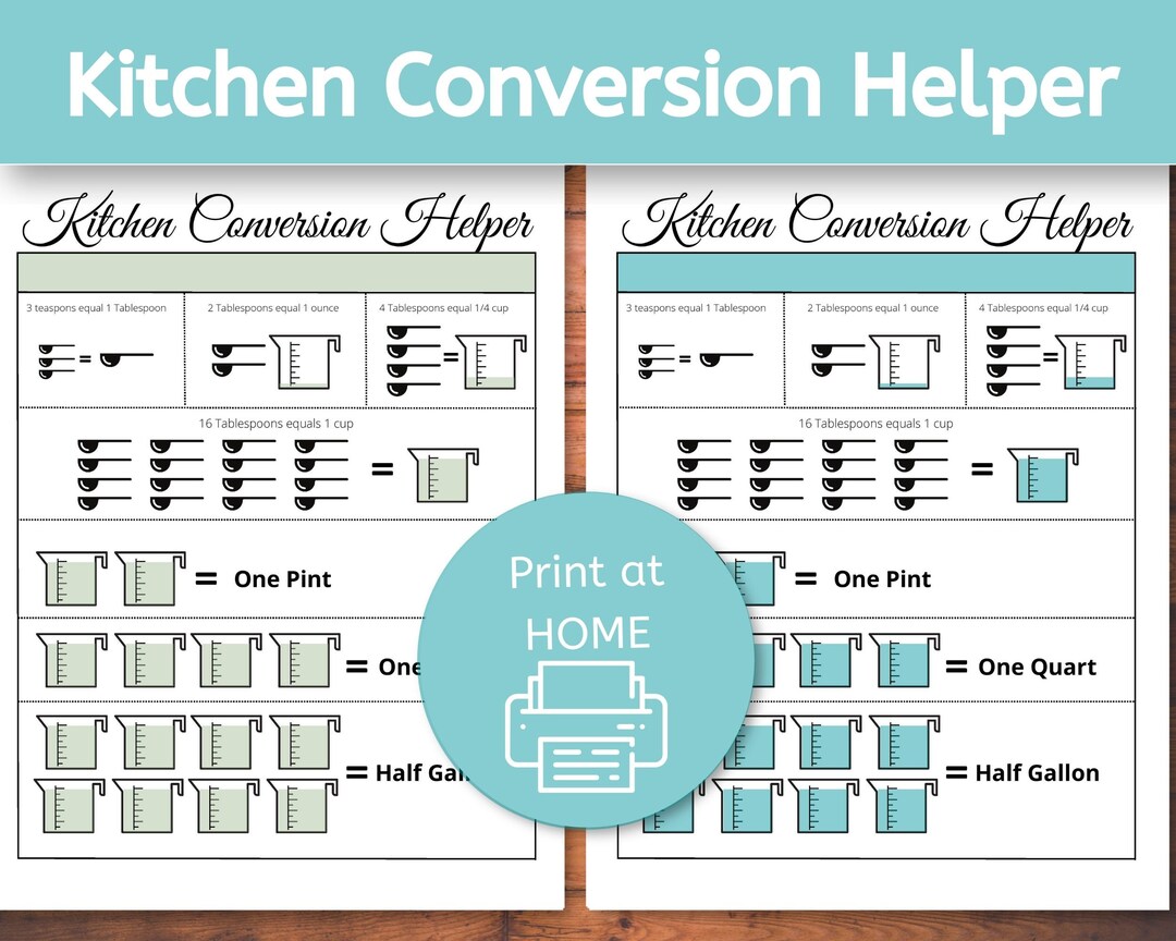 Kitchen Conversion Helper Printable Instant Download Kitchen - Etsy ...