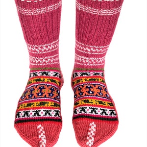 Cozy Knit Warm Winter | Fuzzy socks Patterned Indoor Socks | Slouch socks  |Socks | Knitted Dorm Socks |  Cute Nordic Print Stripe Socks