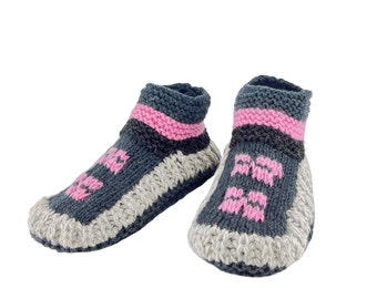 Fuzzy Non Slip Woolen Knitted Slipper Socks for Winters | Cozy Wool Slippers for Home | Cute Ankle Length House Slippers for Men & Women