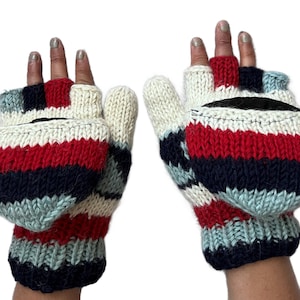 Very Soft & Warm Fingerless Gloves | Convertible Mittens for Womens | Cute Hand Knitted Wrist Warmers / Mittens for Winters