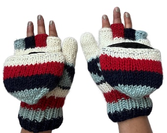 Very Soft & Warm Fingerless Gloves | Convertible Mittens for Womens | Cute Hand Knitted Wrist Warmers / Mittens for Winters