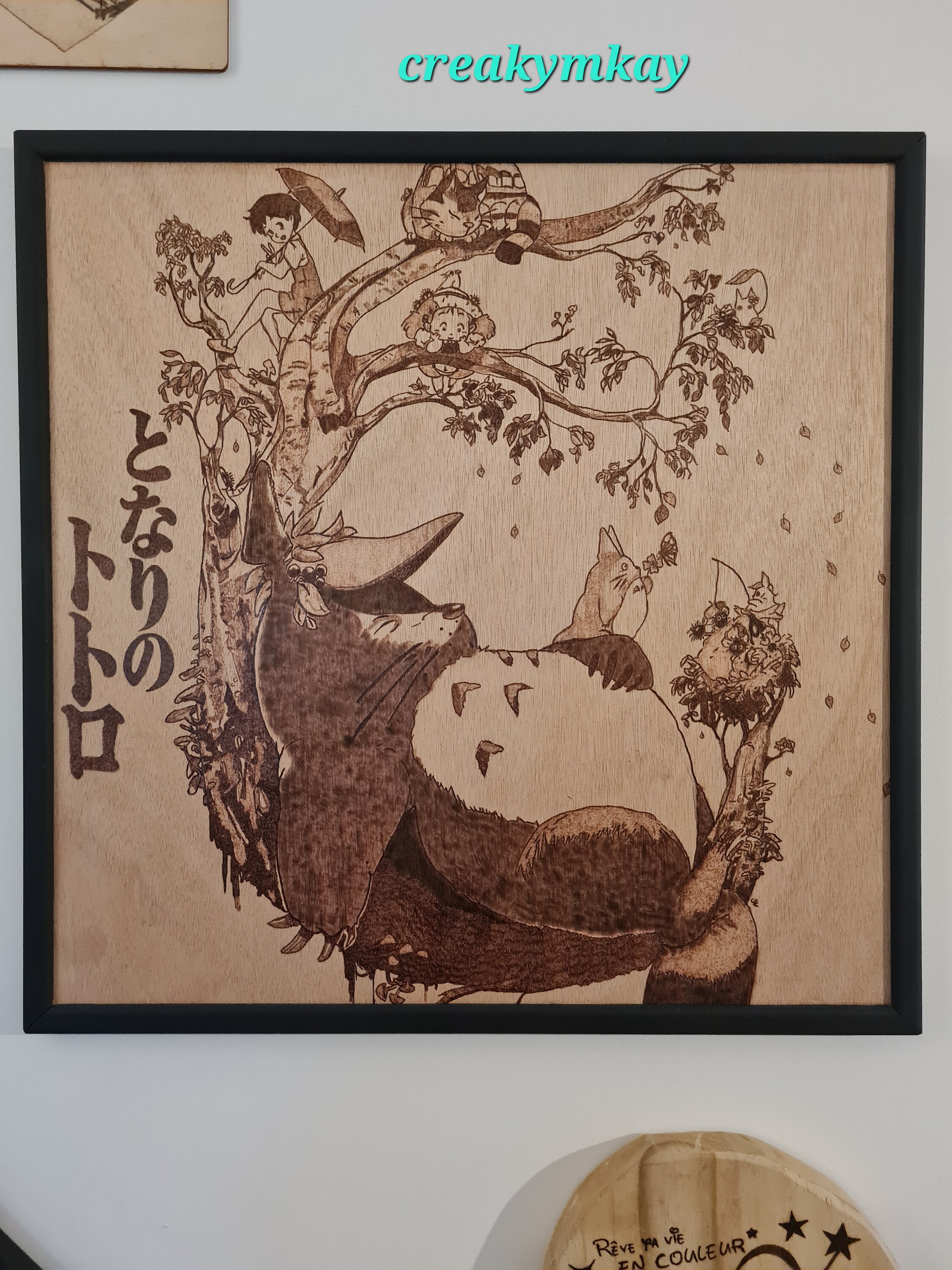 Totoro Pyrogravure Bois