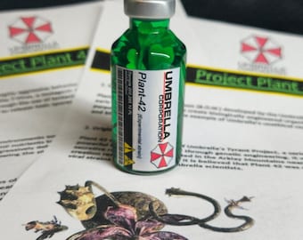 Cosplay de Planta-42 de Resident Evil B.O.W. Virus Monstruo Fanmade Umbrella Corp Umbrella Corporation Vial de Riesgo Biológico