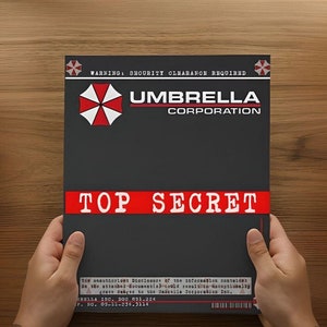 Umbrella Corp Corporation Resident Evil Secret Folder Cosplay Decoration Document Folder Presentation Folder UV Print