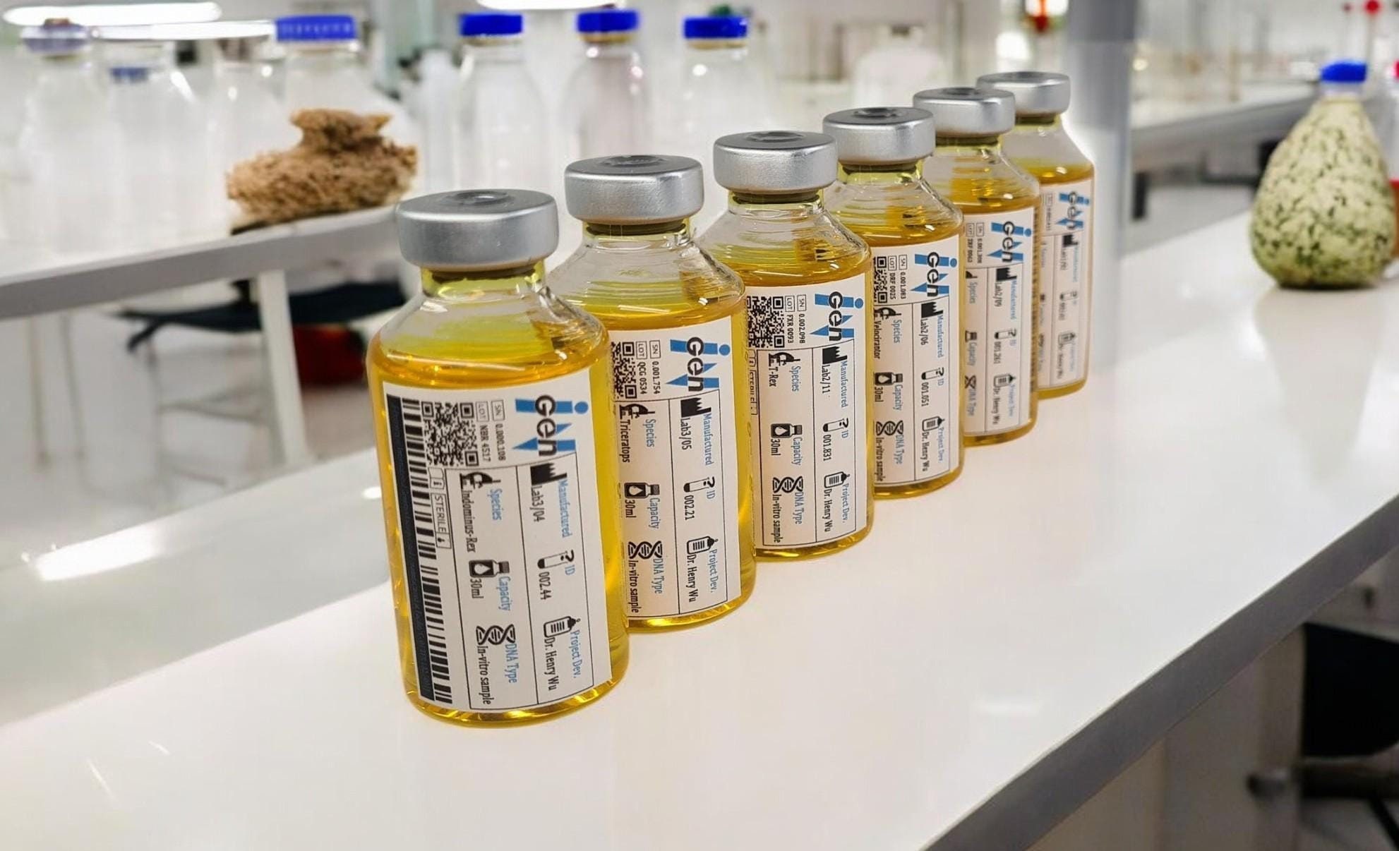 Jurassic Park Dino DNA Vial – T-rex, Velociraptor, and More