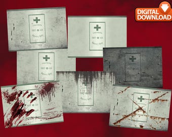 Post-apocalyptic first aid label collection | Printable prop labels | Clean, worn, rusted, bloodstained | Digital download