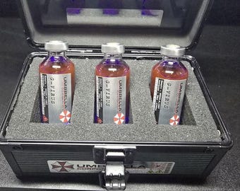 G Virus Display Case with 3 Vials | Resident Evil Inspired Laboratory Display | Collector Showcase | Gaming Prop Decor