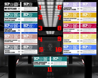 SCP Access Cards / SCP Cosplay ID Cards / Plastic Cards / Security Access / Identification Cards / Replica / Props