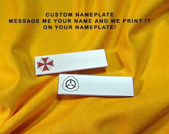 Personalized SCP/Umbrella Name Badge – Custom Cosplay Scientist Badge – Resident Evil Style ID Nametag – Magnetic Lab Badge