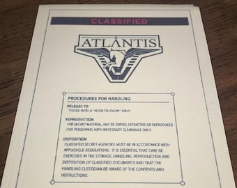 Stargate Atlantis Classified Dossier | Security Level 08 Secret Document | Handcrafted Collector's Item