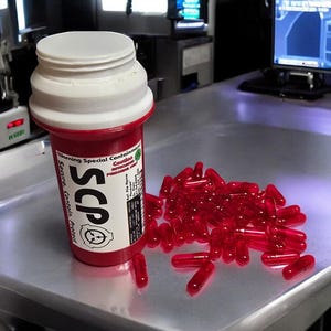 SCP-500 Panacea Cosplay Seguro Conter Proteger Decoração Fanart Pílulas Seguro Euclid Keter Dr. Small SCP