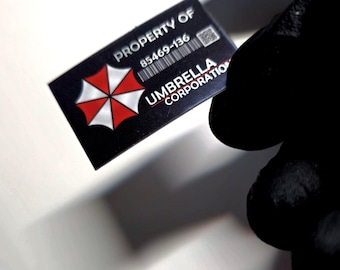 Resident Evil Umbrella Corporation Corp Ownership Sticker Decal 40 mm x 25 mm Silver Design Self-Adhesive Label High-Quality UV Print