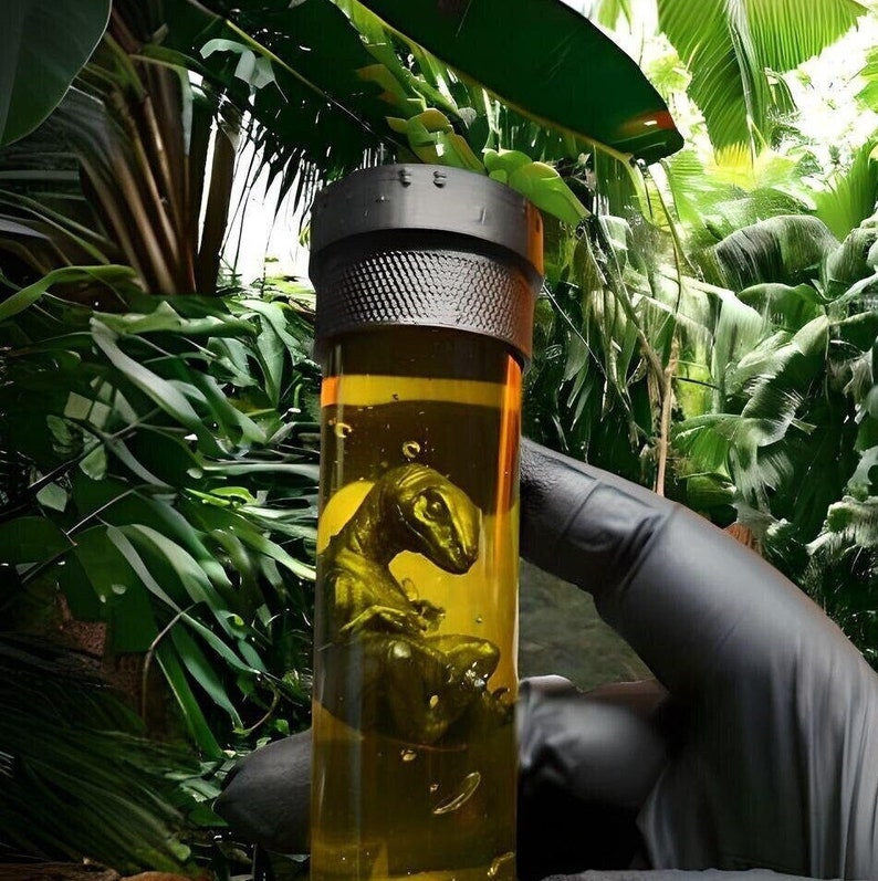 Velociraptor, Spino, T-Rex, Trike, Stego, Mosa Dino Embryo Glas-Container Jurassic Park Jurassic World Fanmade Fancreation Dinosaurier InGen 画像 1