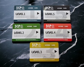 SCP Access Cards V2 / Cosplay ID Cards / Plastic Cards / Security Access / Identification Cards / Replica / Props