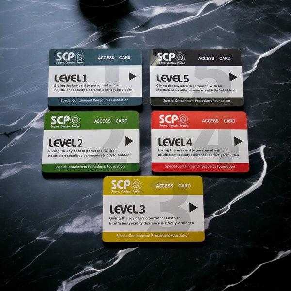 SCP Access Cards V2 / Cosplay ID Cards / Plastic Cards / Security Access / Identification Cards / Replica / Props