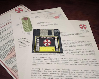 Resident Evil Umbrella Corporation Floppy Disk Replica | T-Virus, T-Veronica & Custom Research Data Disk | Handmade Collectible Prop