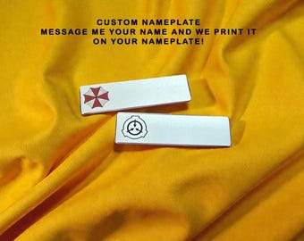 Personalized SCP/Umbrella Name Badge – Custom Cosplay Scientist Badge – Resident Evil Style ID Nametag – Magnetic Lab Badge