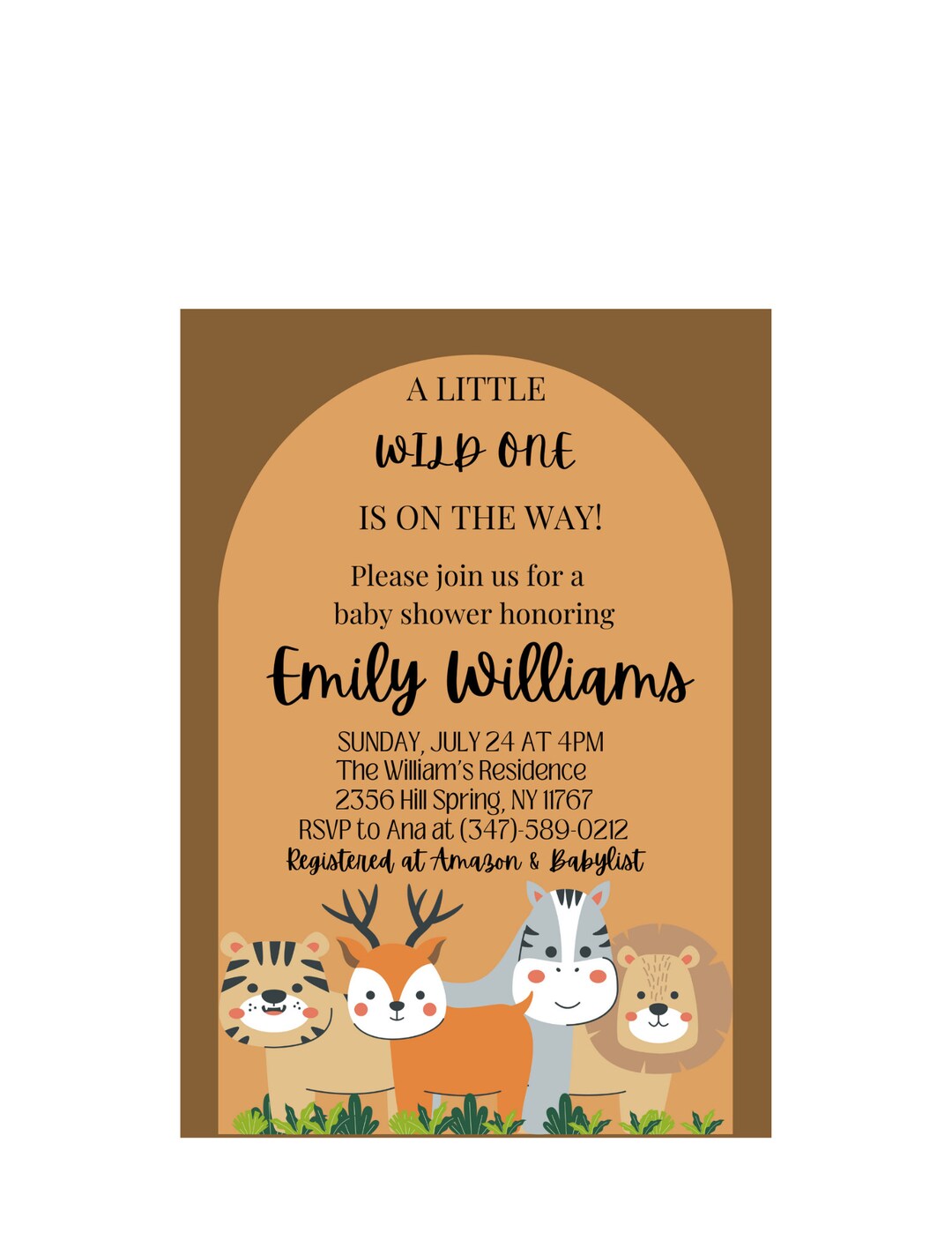 A Little Wild Once Baby Shower Digital Invitation,baby Personalized