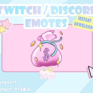 pink money bag twitch emote single for donations or donate emote for streamers youtube discord