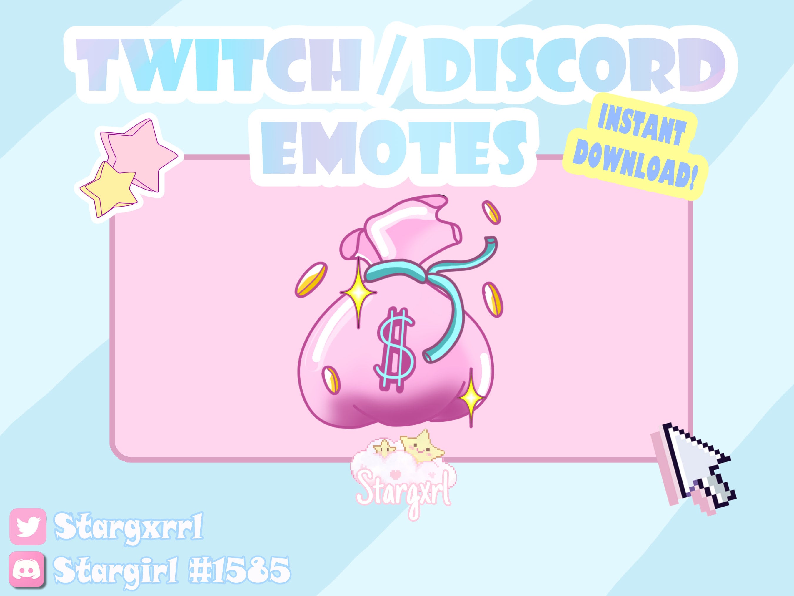 pink money bag twitch emote single for donations or donate emote for streamers youtube discord