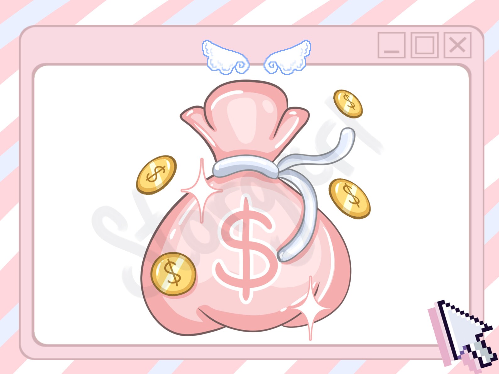 Pink Money Bag Twitch Emote for Donations / Donate Emote for Streamers