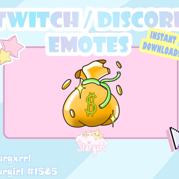 bruine geldzak enkele twitch-emote voor donaties om te doneren voor streamers discord youtube-emotes