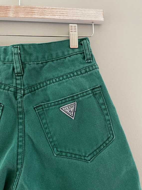 Vintage green guess kids denim shorts 1995 guess j