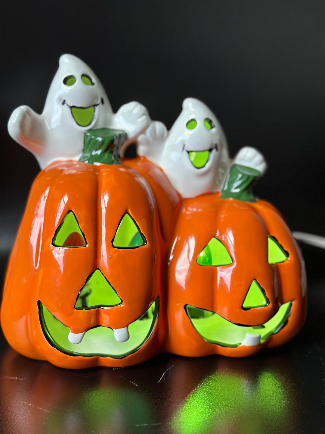 Halloween Ceramic Jack O Lantern Ghost Lamp Light Vintage - Etsy