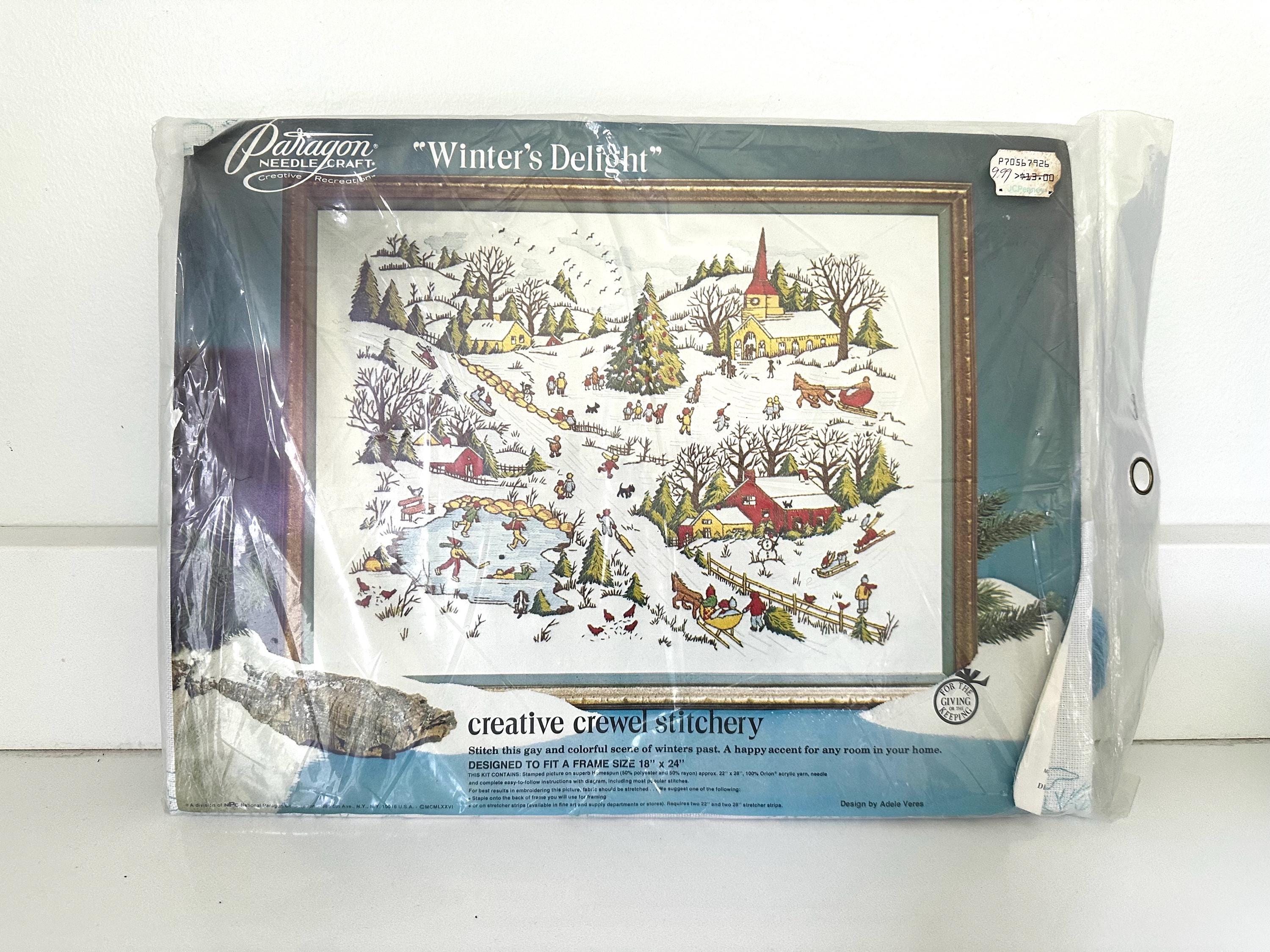 vintage Paragon needle craft crewel kit winters delight unopened Christmas season