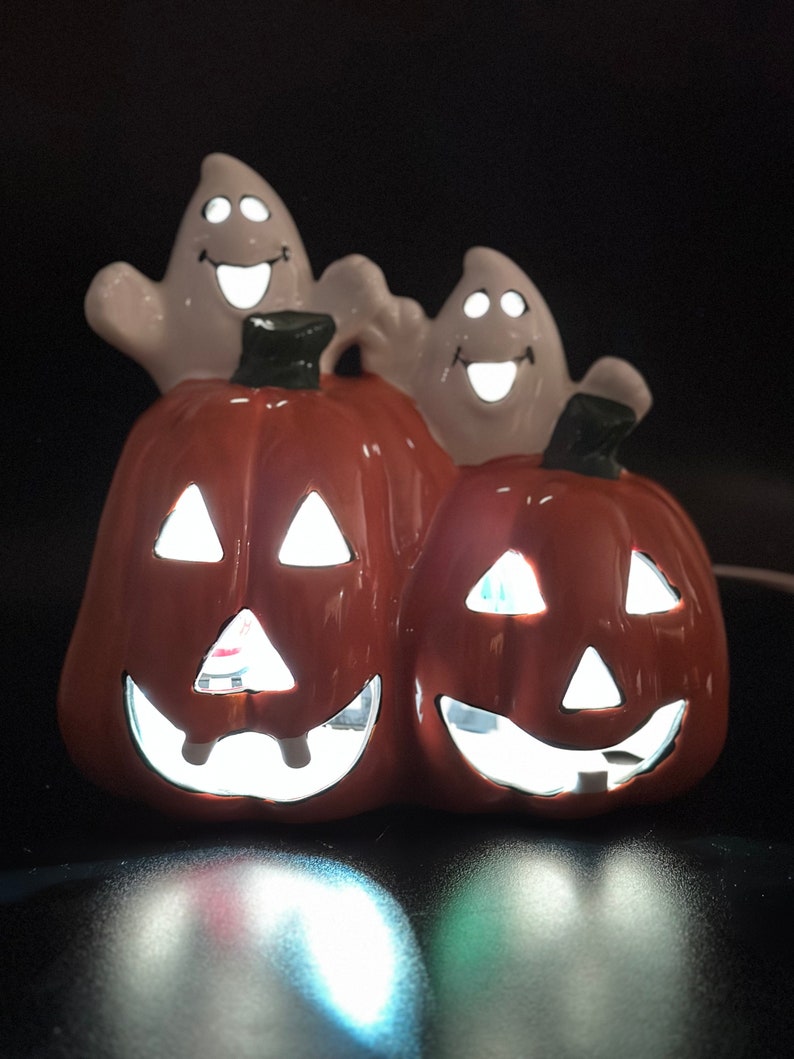 Halloween Ceramic Jack O Lantern Ghost Lamp Light Vintage - Etsy