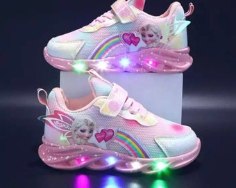 FROZEN PRINCESS Girl's Shoes, LED Lighted Sneaker Tennis Shoes, Flower Girl Shoes, Halloween shoes, Frozen Shoes, Birthday Gift for Girl