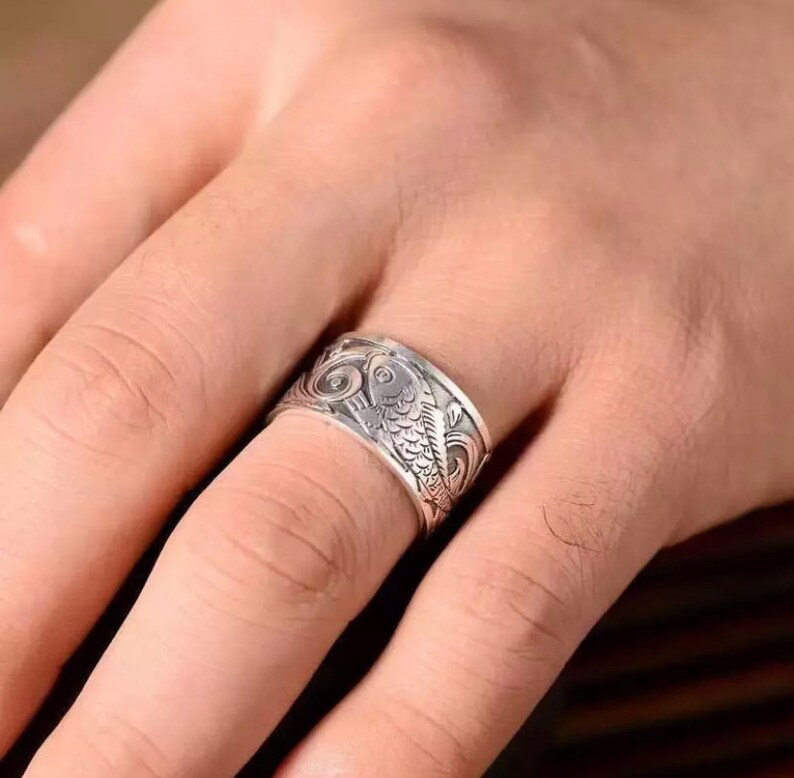 Mens Ring Koi Fish Ring Koi Ring Fish Ring Silver Mens Etsy
