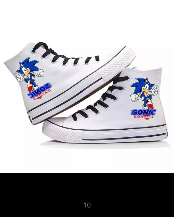 Teenage Sonic Speed Shoes Canvas High Tops Movie Inspired Etsy
