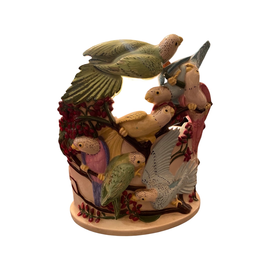 Vintage Bird Lamp Parakeets 7 Birds Table Lamp Etsy