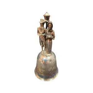 Silver pewter figural bell Lincoln mint couple 1977