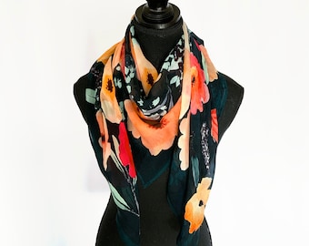 Watercolor painted scarf