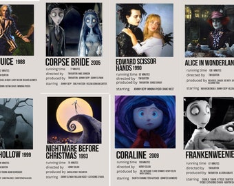 Tim Burton minimalistic movie posters / Tim burton movie posters / Minimalistic movie poster / Beetlejuice poster / Corpse bride poster /