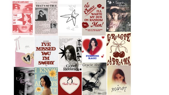 Gracie Abrams 15 posters / Gracie Abrams / Music poster / Album posters / Album cover poster / Gracie Abrams album poster / Music decor /