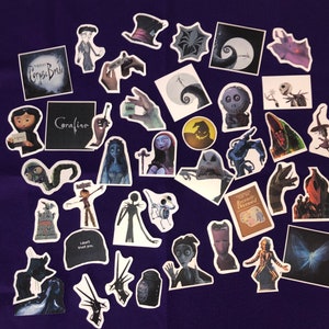 Tim Burton Sticker set of 40 / Corpse bride stickers / Coraline stickers / Alice in wonderland stickers / Tim burton stickers / Halloween