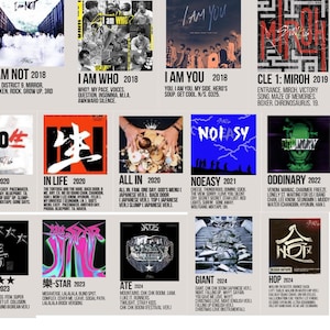 May include: A collage of album covers for the South Korean boy band Stray Kids. The album covers are arranged in a grid pattern and feature the band's name and album titles. The albums are from 2018 to 2022.