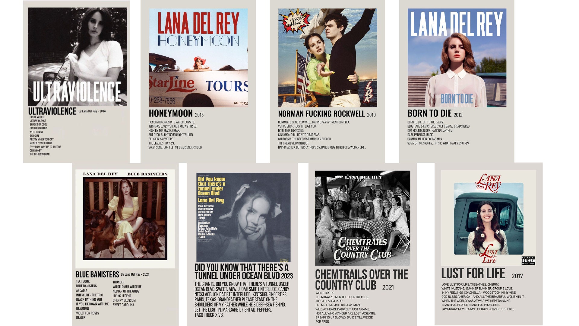 Lana Del Rey Minimalistic Album Poster / Minimalistic Album Poster / Album  Poster / Lana Del Rey Poster / Lana Del Rey Poster 
