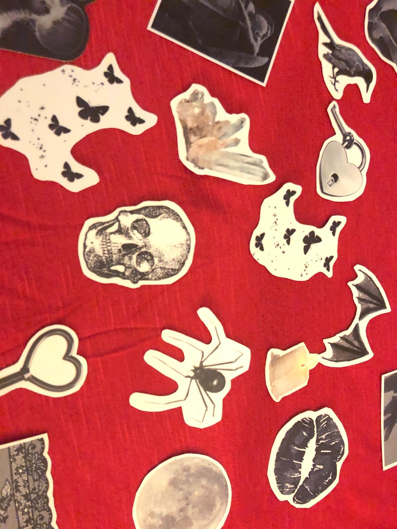 Goth Sticker Set of 30 / Goth Stickers / Black and White Etsy