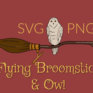 Magic Flying Broomstick & Owl SVG | PNG
