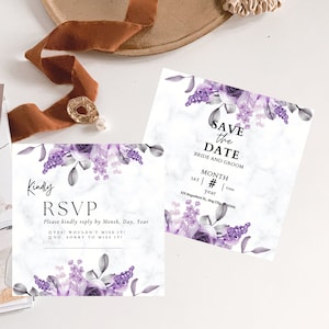Elegant Purple Wedding Invites, Save the Dates, and RSVPs